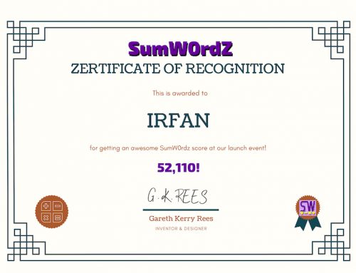 SumW0rdZ Zertificates for our Winners